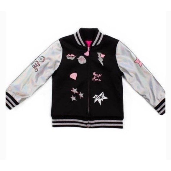 Betsey Johnson Rock & Roll Love Kids Bomber Jacket - SZ 6 K24 * - Picture 1 of 4